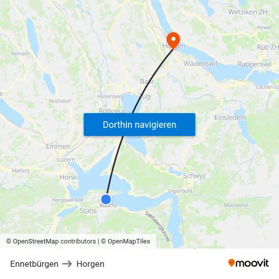 Ennetbürgen to Horgen map