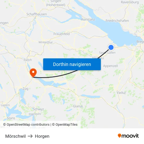 Mörschwil to Horgen map