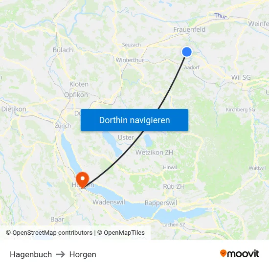Hagenbuch to Horgen map