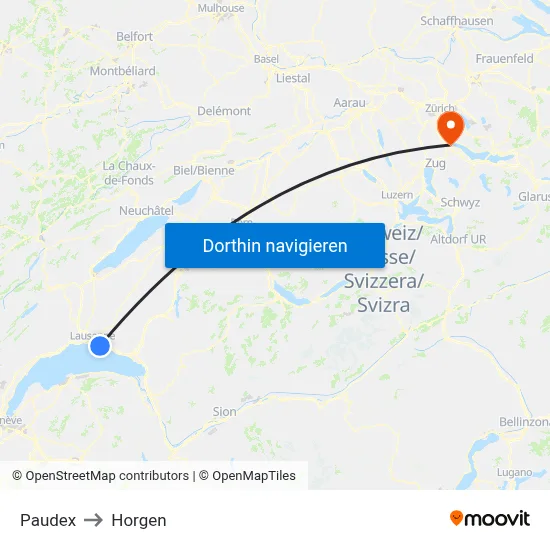 Paudex to Horgen map