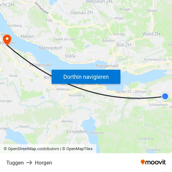 Tuggen to Horgen map