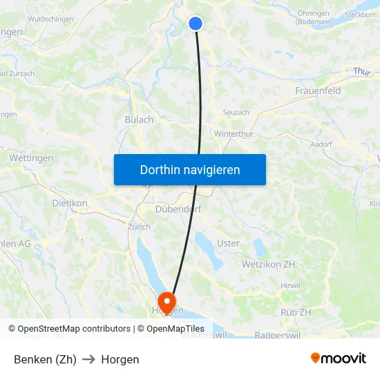 Benken (Zh) to Horgen map