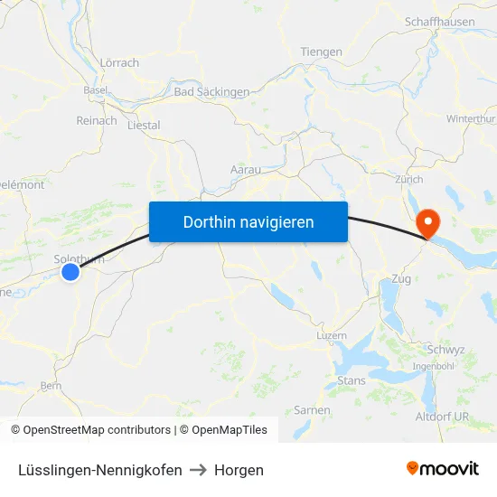 Lüsslingen-Nennigkofen to Horgen map