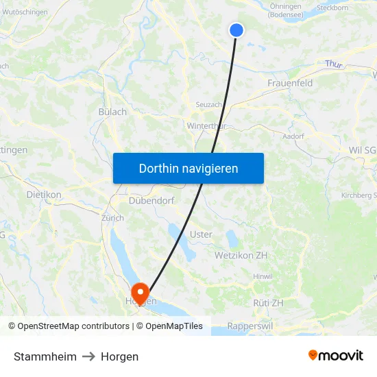 Stammheim to Horgen map