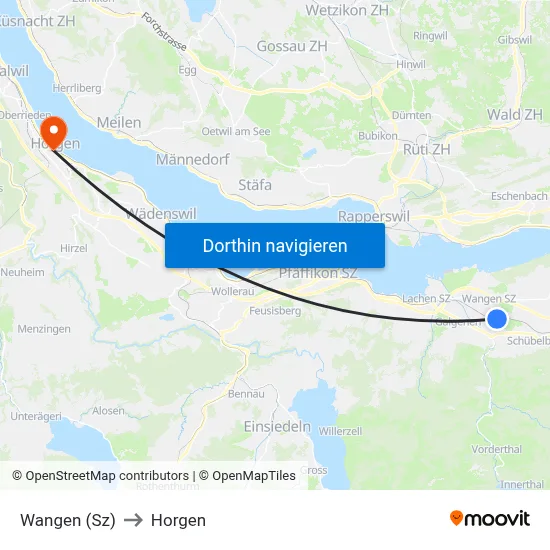 Wangen (Sz) to Horgen map