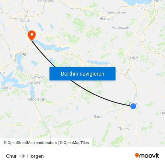 Chur to Horgen map