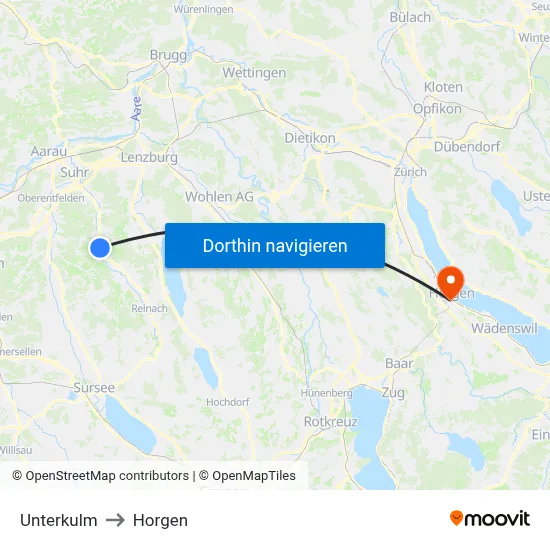 Unterkulm to Horgen map