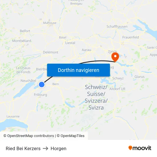Ried Bei Kerzers to Horgen map