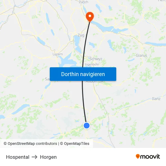 Hospental to Horgen map
