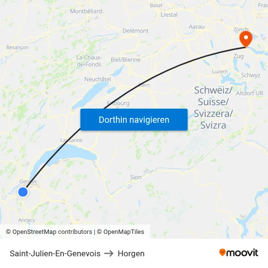 Saint-Julien-En-Genevois to Horgen map