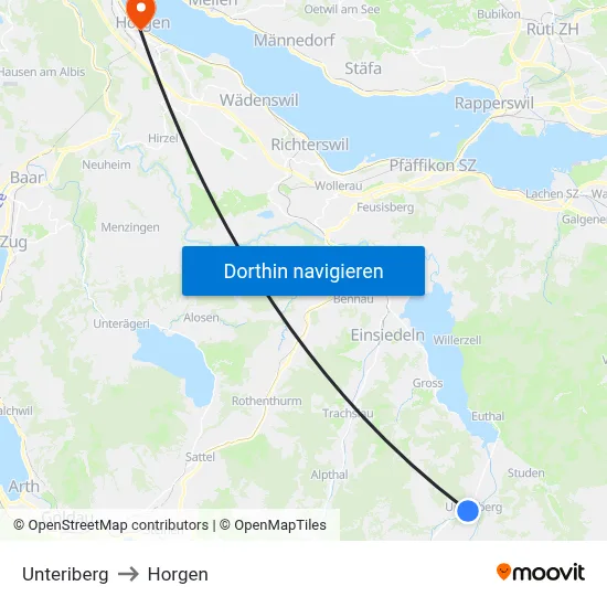 Unteriberg to Horgen map