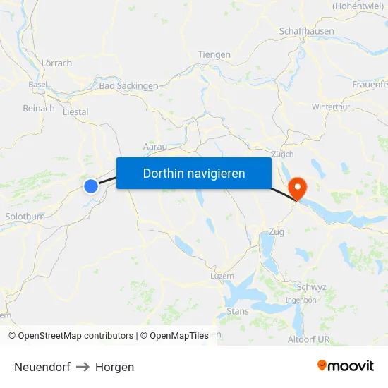 Neuendorf to Horgen map