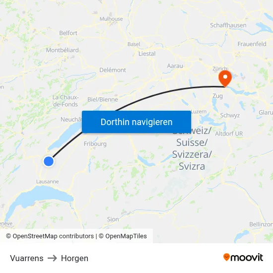 Vuarrens to Horgen map
