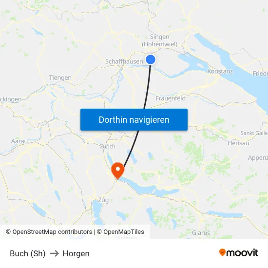 Buch (Sh) to Horgen map