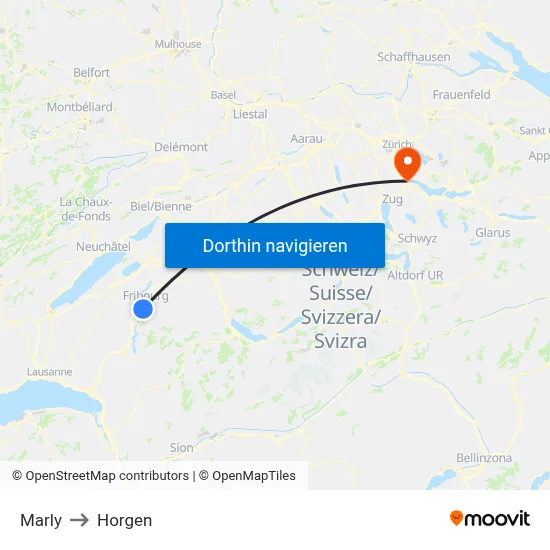 Marly to Horgen map