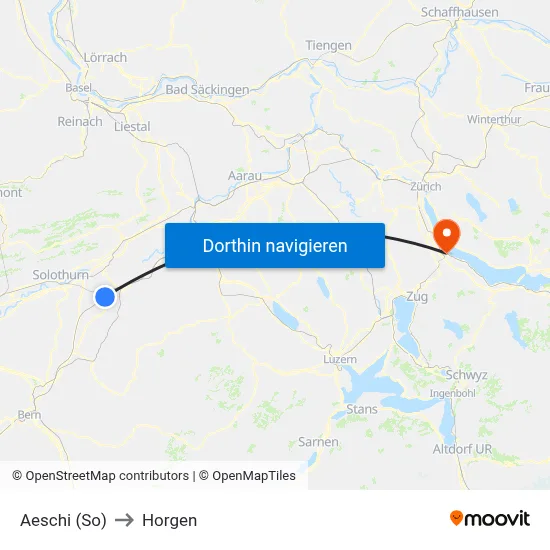 Aeschi (So) to Horgen map
