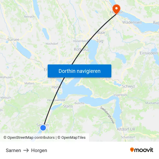 Sarnen to Horgen map