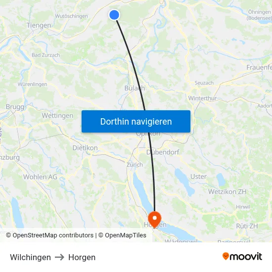 Wilchingen to Horgen map