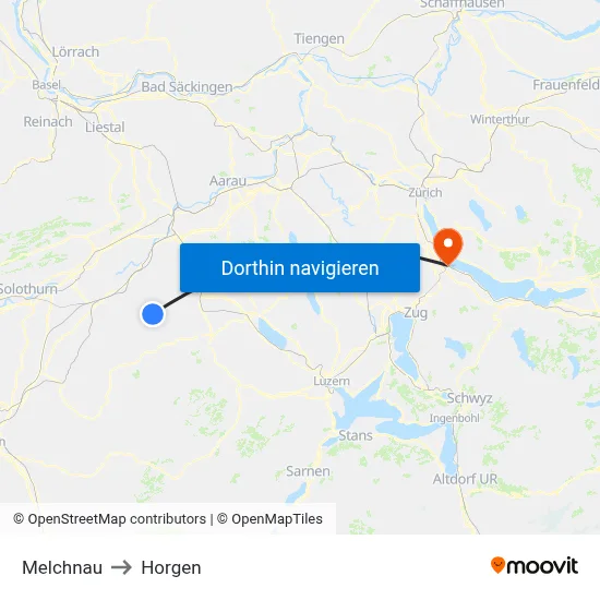 Melchnau to Horgen map