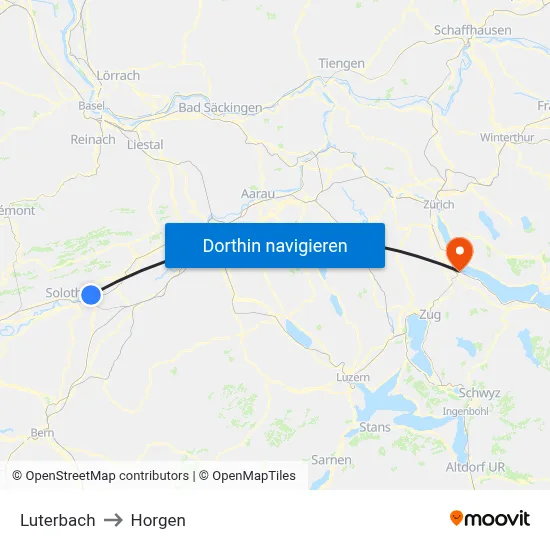 Luterbach to Horgen map