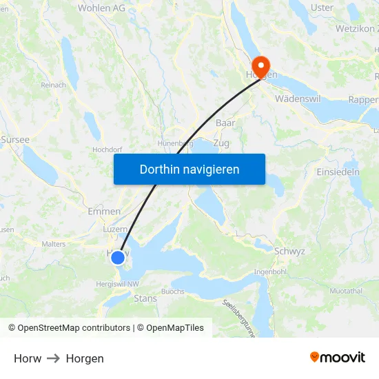 Horw to Horgen map