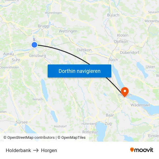 Holderbank to Horgen map