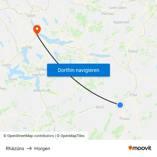 Rhäzüns to Horgen map