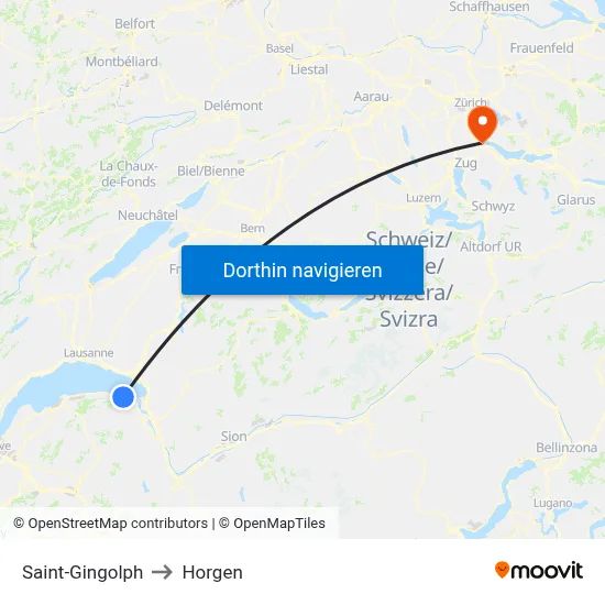 Saint-Gingolph to Horgen map