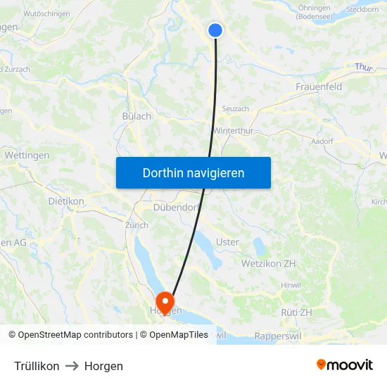 Trüllikon to Horgen map
