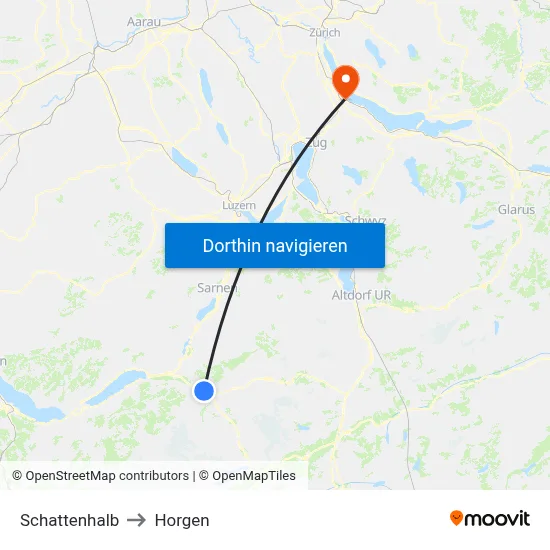 Schattenhalb to Horgen map