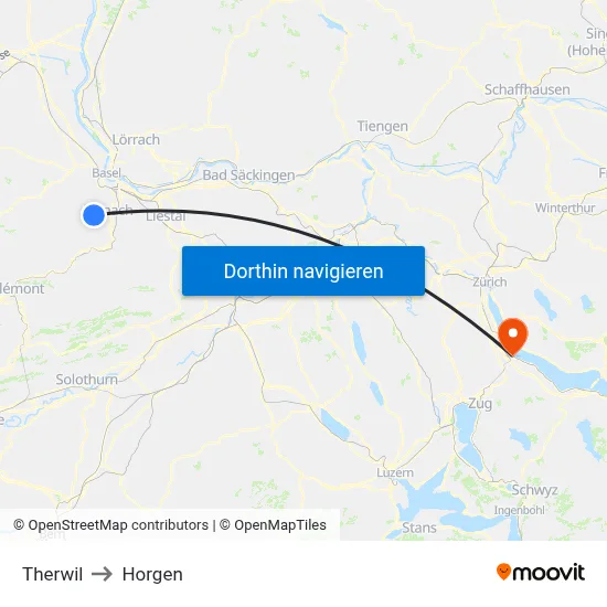 Therwil to Horgen map