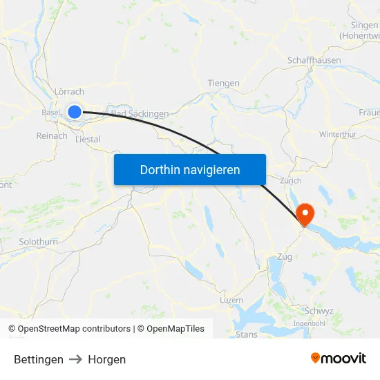 Bettingen to Horgen map