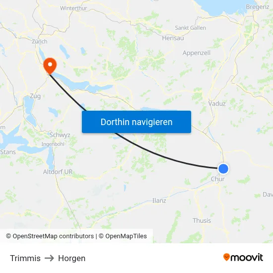 Trimmis to Horgen map
