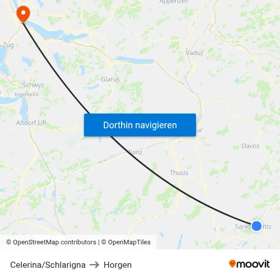 Celerina/Schlarigna to Horgen map