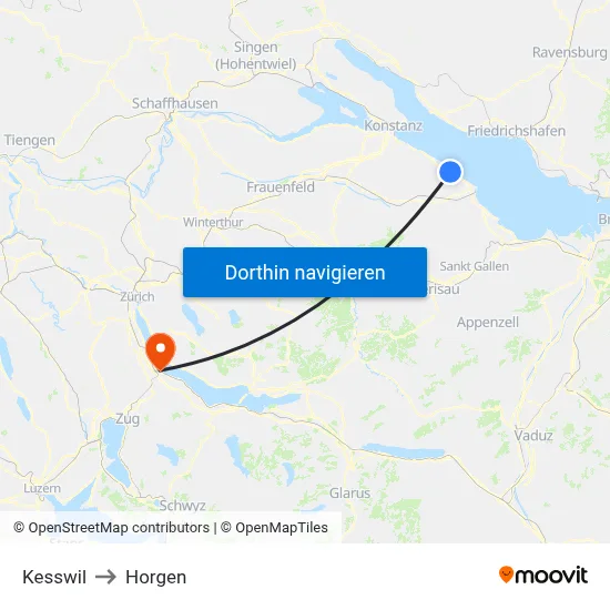 Kesswil to Horgen map