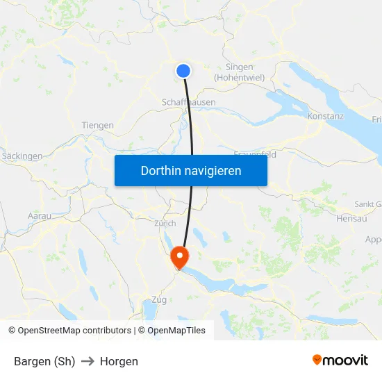 Bargen (Sh) to Horgen map