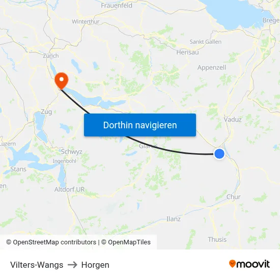 Vilters-Wangs to Horgen map