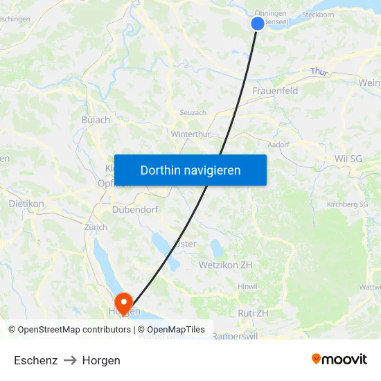 Eschenz to Horgen map