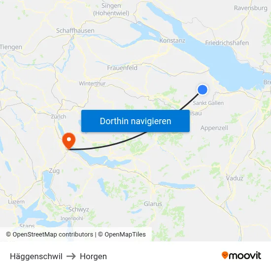 Häggenschwil to Horgen map