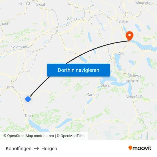 Konolfingen to Horgen map