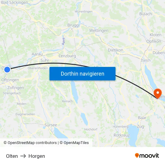 Olten to Horgen map