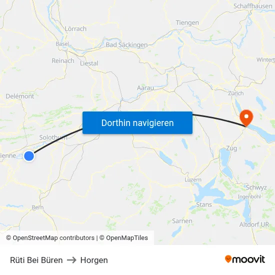 Rüti Bei Büren to Horgen map