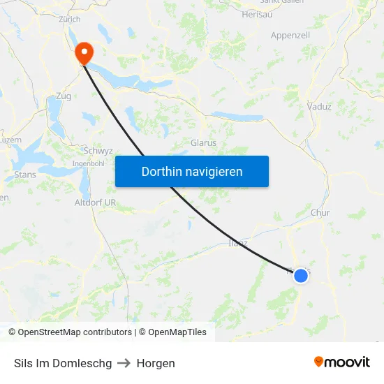 Sils Im Domleschg to Horgen map