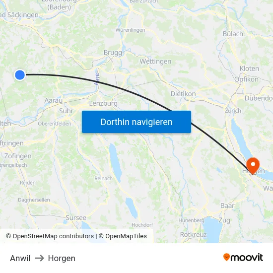 Anwil to Horgen map