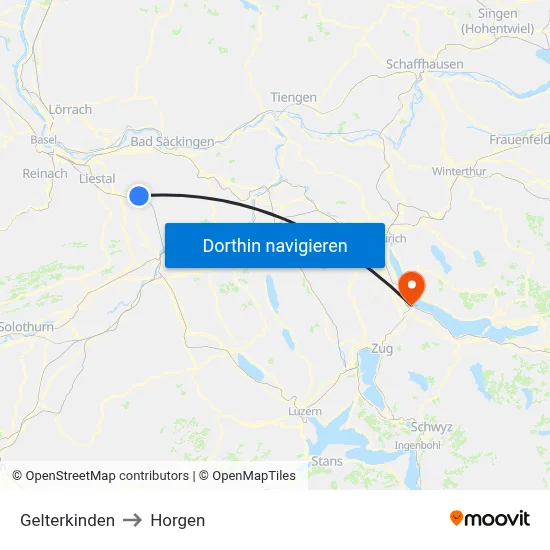 Gelterkinden to Horgen map