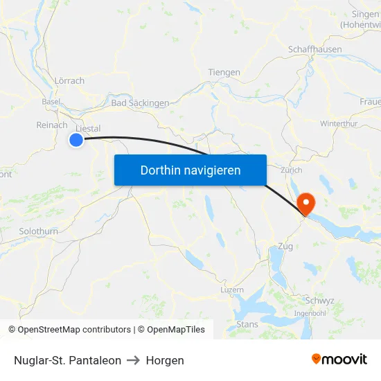 Nuglar-St. Pantaleon to Horgen map