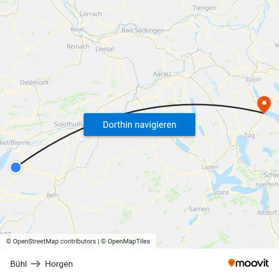 Bühl to Horgen map