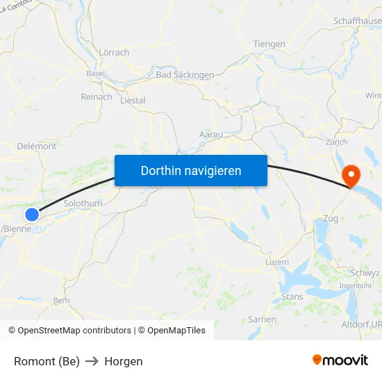 Romont (Be) to Horgen map