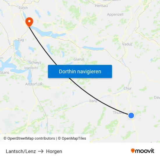 Lantsch/Lenz to Horgen map