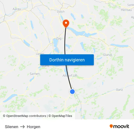 Silenen to Horgen map